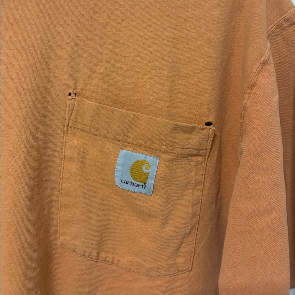 Carhartt Men's Distressed Orange T-Shirt - Picture 3 of 8